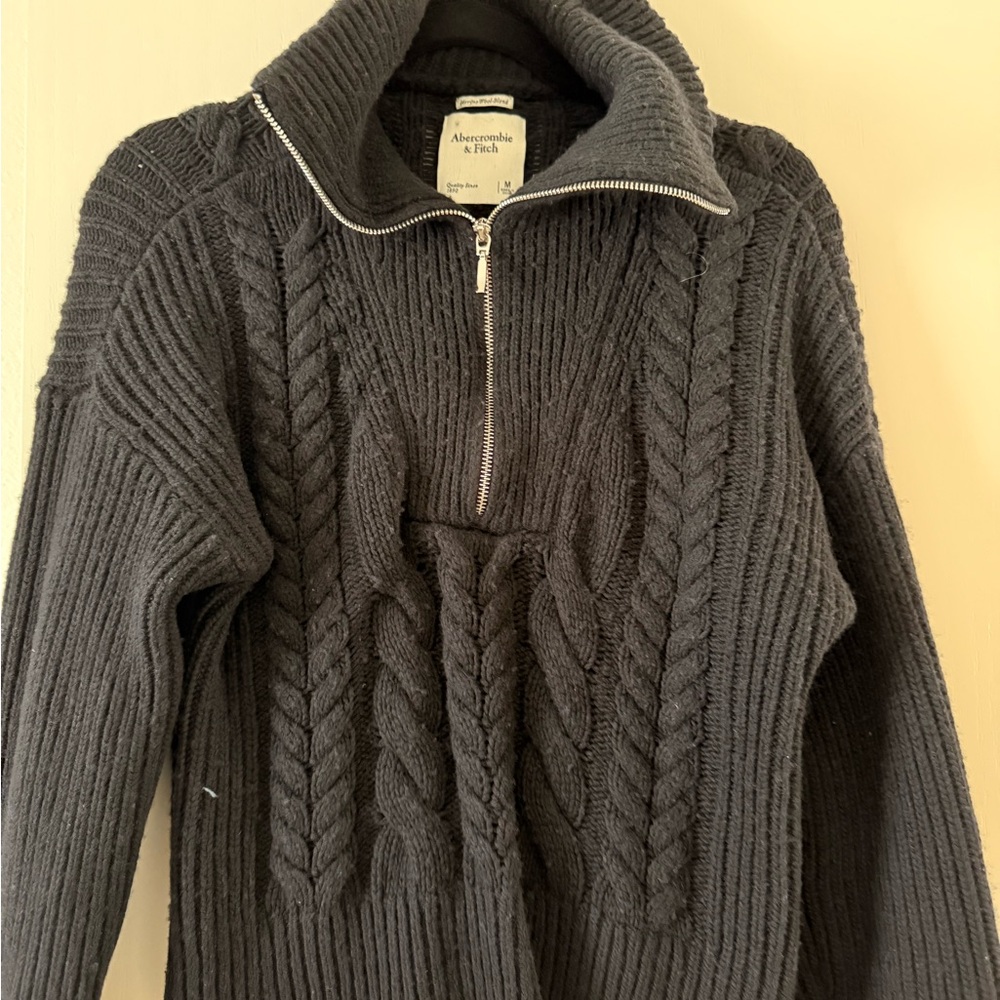 Abercrombie & Fitch Black Zip Up Sweater